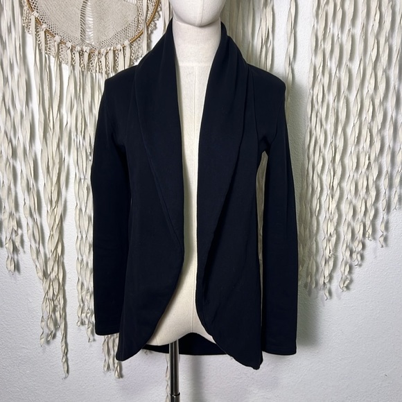 James Perse Black French Terry Open Front Cocoon Cardigan Jacket Size 1/Small - Picture 1 of 12